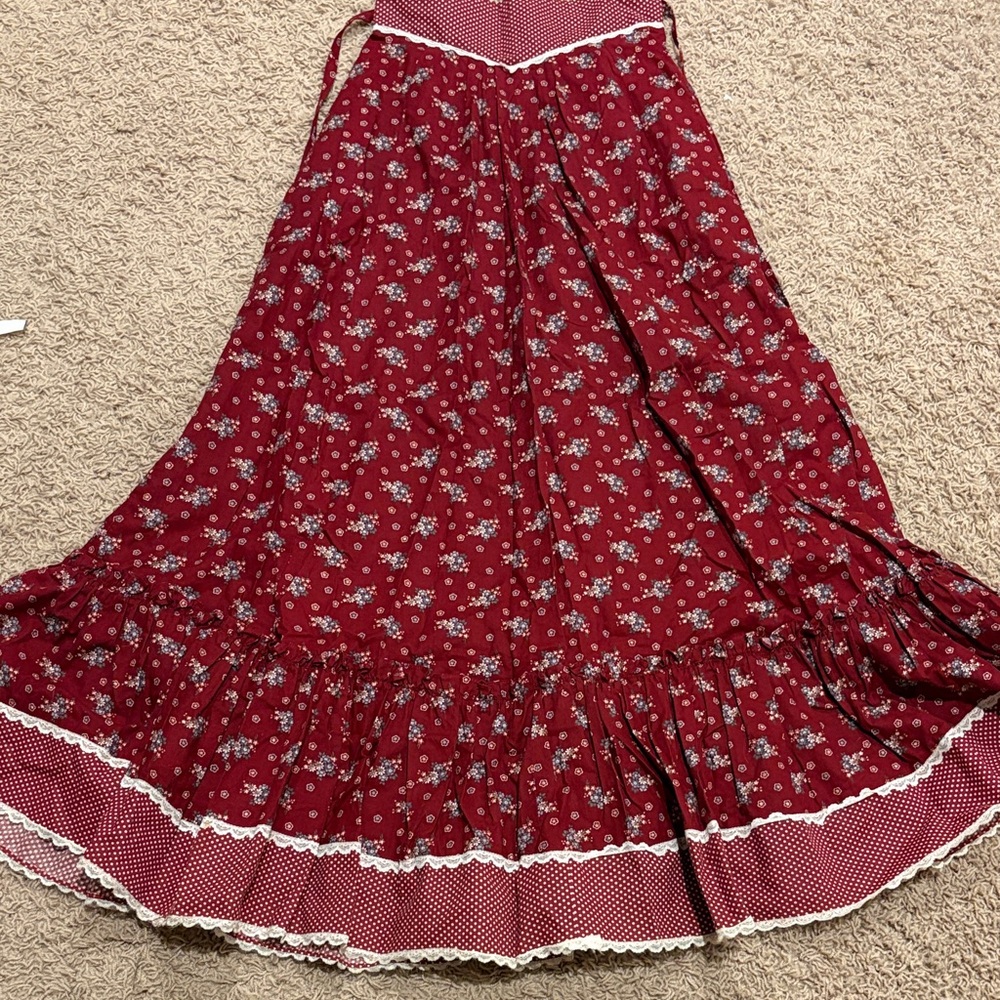 Floral Tiered Maxi Skirt in Red